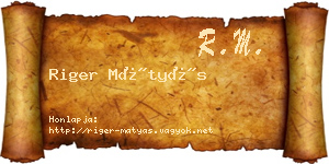 Riger Mátyás névjegykártya